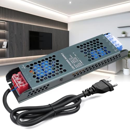 KSIBNW 12V LED Trafo 300W, 230V auf 12V Transformator mit Stecker 25A Extra Dünn Treiber Netzteil Adapter LED Schalt Niedervolttrafo, AC 230Volt to DC 12Volt 25A 300W Konstantspannungs Netzteil