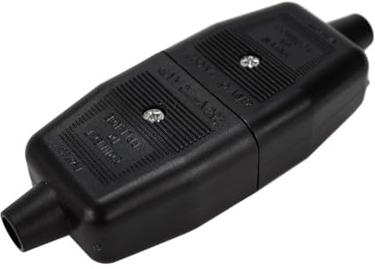 LEDANGEL Inline Plug Socket Connector Set – 3-Pin Male & Female Rewireable Plugs – 250V 10A Screw Terminal with Snap-Lock & Gold-Plated Pins – Black/White/Orange (3 PIN BLACK)