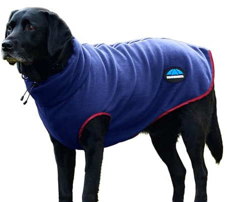 WeatherBeeta ComFiTec Fleece Zip Dog Coat, Navy/Burgundy, 45cm
