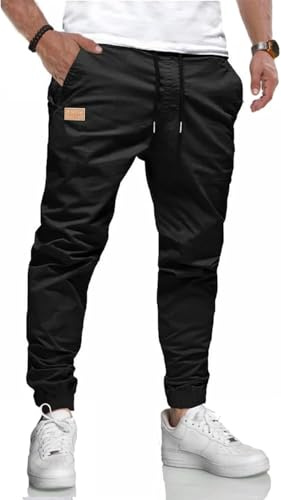 KUNJLELP Pantaloni Chino Uomo da Lavoro Pantaloni Casual Leggeri Jogging Pantalon Elastico in Vita con Tasche