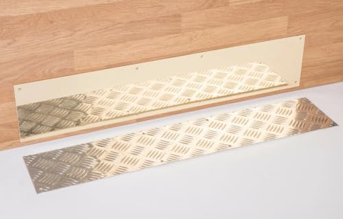 Solid Polished Brass Door Kick Push Plates (with Holes + Fixings, 600mm x 150mm)