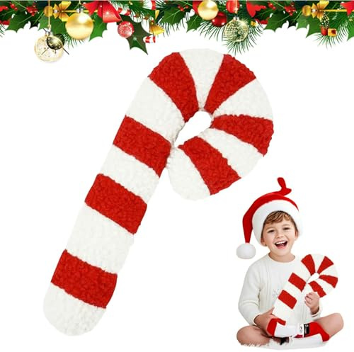 LEEWENYAN Weihnachts-Zuckerstangen-Kissen, Christmas Candy Cane Kissen, 35 cm Cute Christmas Pillow Zuckerstange for Sofa, Bedroom, Living Room, Office, Winter Holiday Home Party Decor
