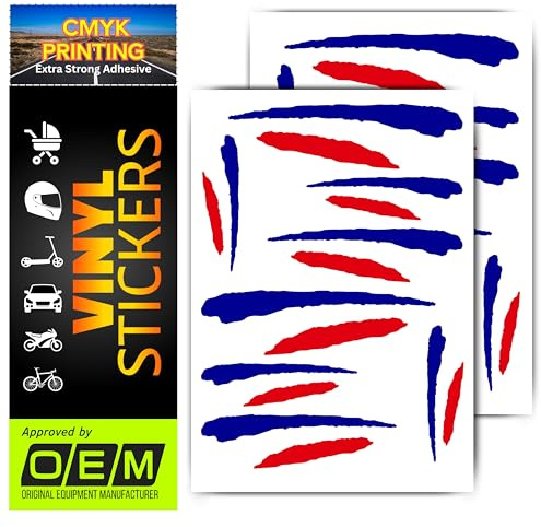 Motorrad Aufkleber Wetterfeste Vinyl Sticker Roller Scooter Helm Auto Roller Tank UV-Beständig Selbstklebend Hochwertige Dekoration Fahrzeuge KFZ (Frankreich Flagge, Set-16)