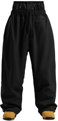 GSOU SNOW Pantalon De Ski Et De Snowboard Femme Homme Baggy Coupe Relaxée | 15K Imperméable 10K Respirant Isolé Coupe-Vent Pantalon De Neige Baggy Avec Jupe Pare-Neige, Aérations Cuisses, Guêtres