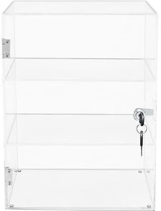 Acryl-Vitrine Mit Schloss SchlüSsel Arbeitsplatte Display 3/4Stufig Aufbewahrung Haus & GeschäFt Robust & Stilvoll Platzsparend, Vielseitig Modern für Sammler Haushalt Klar (Anzahl der Stufen: 3)