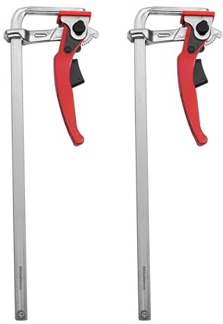 2 Stück Ratschen-Tischklemme Schnellspanner-Klemme, Manuell Zwinge mit 300mm Kapazität und 60mm Kehlentiefe für Schleifen und Schneiden