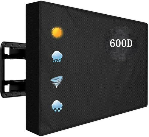 Outdoor TV Cover 70 to 75 inch Weatherproof,600D Waterproof Full Protection TV Outdoor Covers for Outside Flat Screen TV, Black, Cover Size 68''W x 42.5''H x 4.5D, Fit for Standard Mounts and Stands