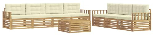 vidaXL Outdoor-Sofagarnitur 8 pcs Weiß und Creme 79 x 79 x 37 cm, Garten Sofa, modernes Outdoor-Mobiliar, Bequeme Lounge-Ecke für Terrasse und Patio