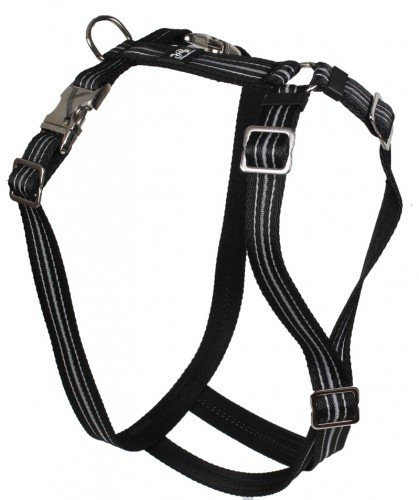 Feltmann Premium Hundegeschirr mit Alu-Max®, Soft- Nylonband, Reflex schwarz, 55-75cm, 20mm
