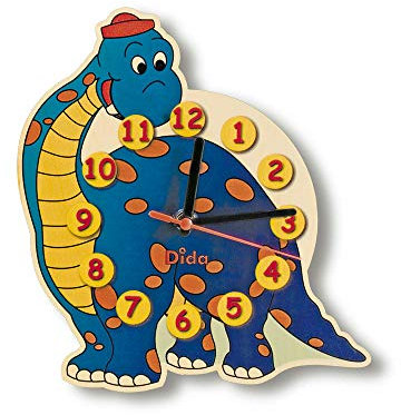Dida - Wanduhr Dinosaurier, Analoge Uhr Zum Aufhängen Für Das Kinderzimmer, Der Lustige Dinosaurier Ist EIN Ideales Kleines Geschenk, Optimal Auch Im Kindergarten