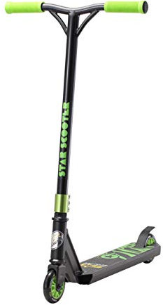 STAR SCOOTER Freestyle Stunt Scooter Roller für Kinder ab 7 Jahre und Erwachsene bis 100kg | 100mm Kickscooter Beginner Einsteiger Alu | Schwarz & Grün