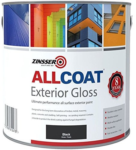 Zinsser Allcoat Exterior WB (Gloss Finish) Ready Mixed Colours 1 litre Black