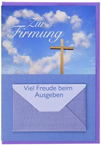 Perleberg Karte zur Firmung - Lifestyle Collection - Wolkenherz-Motiv - Grußkarten modern mit passendem Umschlag - Geschenk Firmung - Karten zur Firmung in 11,6 x 16,6 cm