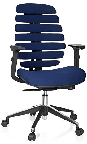 hjh OFFICE Profi Bürostuhl Ergo LINE II Stoff Blau, ergonomischer Drehstuhl, GS geprüft, TÜV Süd nach DIN EN 1335-1, 1335-2