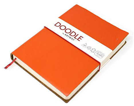 Artway Doodle - Tagebuch/Skizzenbuch - Zeichenpapier - Umschlag aus weichem Echtleder - 175 x 125 mm - 82 Blatt mit 150 g/m² - Mandarine