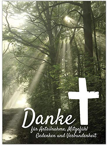 Trauer Danksagungskarten mit Umschlag | Motiv: Lichtung Wald, 10 Stück | Dankeskarten DIN A6 Set | Trauerkarten Danksagung Danke sagen