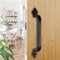 goldenwarm 2Pack Black Cast Iron Door Pull Handle LS03T3BK Retro Solid Heavy Duty Sliding Gate Garage Shed Handles Hardware, Overall Length 250mm