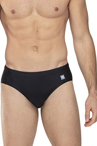 Mey Herren Badeslip - Badehose mit Kordelzug - Integriertes Suspensorium - Chlorechtheit und Meerwasser-Resitenz - Gr. S bis XXL - In Blau und Schwarz - Swimwear Serie English Harbour - 44933