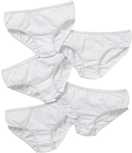 Just Essentials Girls 5 Pack Cotton Plain Print Briefs Pants Knickers Back To School UK Seller - White - 2/3 Years