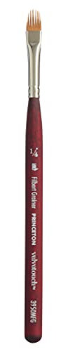 Princeton Velvetouch Artiste, Mixed-Media Brush for Acrylic, Watercolor & Oil, Series 3950 Mini Filbert Grainer Luxury Synthetic, Size 1/4