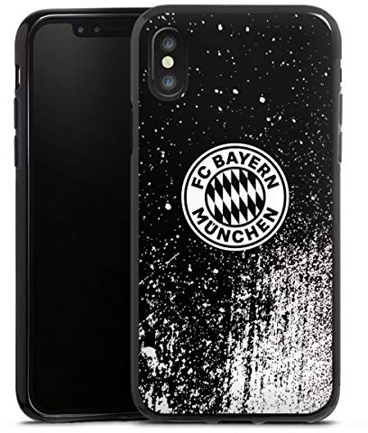 Silikon Hülle kompatibel mit Apple iPhone XS Case schwarz Handyhülle FC Bayern München Offizielles Lizenzprodukt FCB
