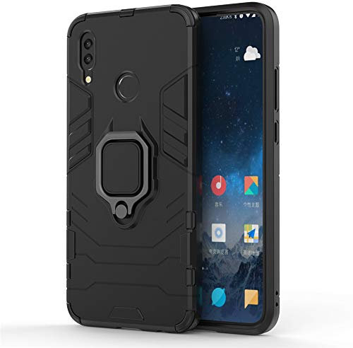 Huawei P Smart 2019 Custodia, MHHQ 2 in 1 Armour stile resistente Hybrid Dual Layer Armatura Defender PC + TPU Case Cover con supporto magnetico per auto per Huawei P Smart 2019 -All Black