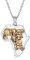 Nofade Silver 925 Silber Sterling Damen Kette Vergoldete Karte von Afrika Hip Hop Halskette Schmuck, Fünf kleine Elefanten…