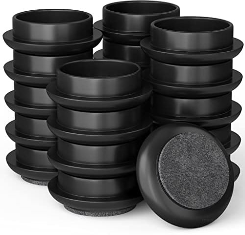 Medipaq Felt Castor Cups for Wooden Floors – 24 x Small 44mm Chair Leg Floor Protectors & Floor Protectors for Furniture Legs, Black