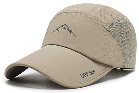 ELLEWIN Unisex Sommer Baseball Cap Unkonstruiert UPF 50+ Sport Long Bill Hat für Big Head, Khaki, L/XL, Einheitsgröße