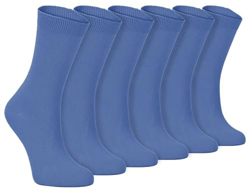 Sock Snob - 6 Pairs of Ladies Thin Plain Coloured Cotton Rich Ankle Socks 4-7 uk (4-7 uk, PL30 Purple) (4-7 uk, PL30 Denim Blue)