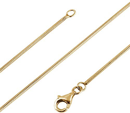 Avesano Schlangenkette vergoldet 925 Silber (1 mm) goldene Damen Halskette Gold Kette (70 cm) 101021-570