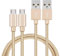 PHONILLICO Lots 2 Cables compatible avec Samsung Galaxy A10/A7 2018/A6 2018/A6 PLUS 2018/A7 2015/A5 2015/A5 2016/A3 2015/A3 2016 - [PACK 2] Cables Chargeur Micro USB Nylon Tressé Or 1 Metre