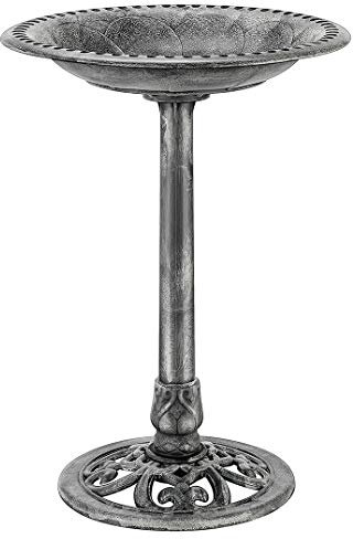 VIVOHOME Bain d'oiseaux de Jardin extérieur Antique léger en polyrésine de 71 cm de Hauteur Gris