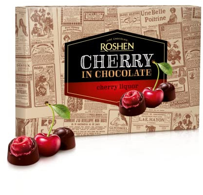 BOMBONES DE CHOCOLATE OSCURO GUINDA EN LICOR DE CEREZA ROSHEN 155 GRS - EMPAQUE CON 12 CAJAS DE 155 GRAMOS CADA UNA