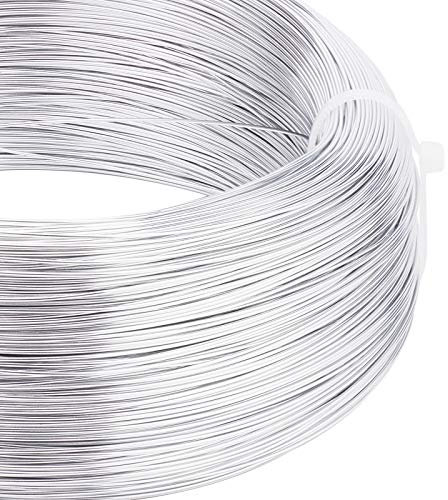 BENECREAT 22 Gauge (0.6mm) Silber Aluminiumdraht 918Fuß (280m) Biegbarer Metallformdraht für die Herstellung von Perlenschmuck