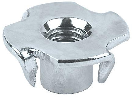 T-Nuts M8 (Pack of 10) Bolt Dropper Tee Claw Insert Nut 4-Pronged Alloy Steel Zinc Plated 4-Pin for Wood Woodworking Furniture Rock Climbing Holds Cabinets DIN1624 (11mm x 22mm)