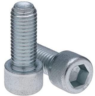 Viti a Testa Cilindrica M10 Classe Strenght Sleel 8.8 (Quantità da 5) Zincato Esagonale Brugola Filettati Fasteners Cilindrico Heavy Duty Certificato Standard DIN912 (10mm x 30mm)