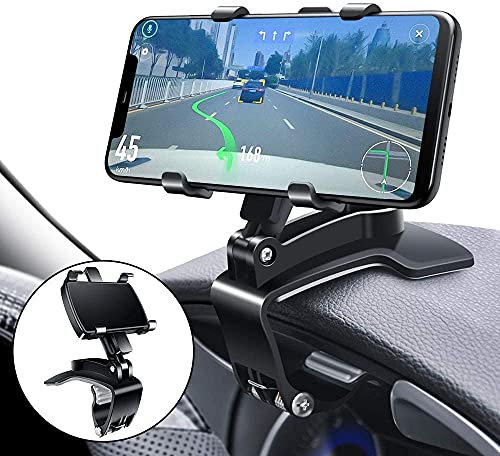 Support de téléphone Multifonction pour Tableau de Bord de Voiture, avec Clip à Ressort réglable Rotatif à 360°, Portable Automobile Car Phone Mount pour GPS et Les Smartphones de 4 à 7 Pouces