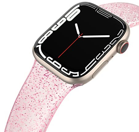 EDIMENS Sportarmband Kompatibel mit Apple Watch 42mm (Series 10) 41mm 40mm 38mm, Glitzer Silikon Armband Weiches Schmales Kompatibel für Apple iWatch Series 10 9 8 7 6 5 4 3 2 1 SE Sport Edition Damen