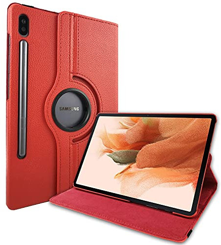 Lobwerk Cover per Samsung Tab S7+ Plus Tab S T970 T975 S7 Fe SM-T730 Tablet Custodia Sottile con Funzione Funzione Auto Sleep/Wake Rosso