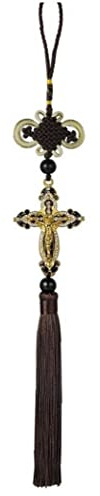 Froiny 1 Stück Auto Spiegel Anhänger Anhänger Metall Diamant Kreuz Jesus Rückspiegel Pendelles Auto Dekoration Auto