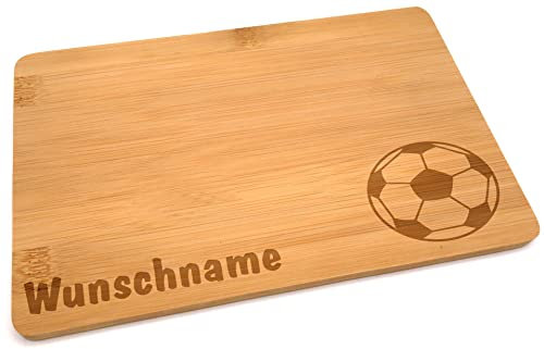 Samunshi® Holzbrett mit Gravur Fussball aus Bambus Brett Frühstücksbrettchen Kinder als Holz Schneidebretter Holzbrett Küche Vesperbrett mit Motiv