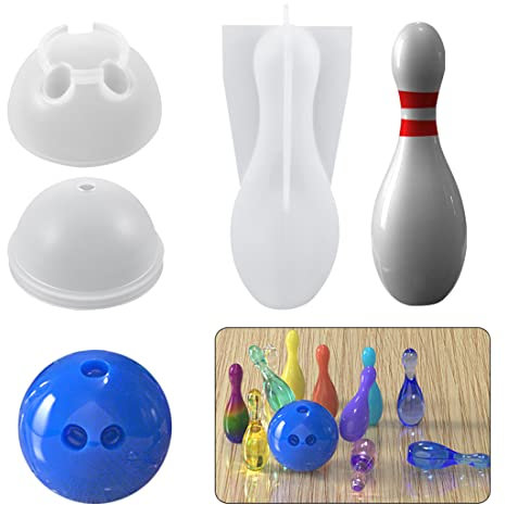 Voyyphixa 3D Sport Ball Silikonformen Epoxidharz Set, Bowling Resin Silikonform Bowling Pin Gießform Kerzenform, Harz Gießen Formen DIY Kerze Seife Kunstwerk Dekoration (Bowling Ball Mold)