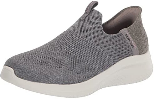 Skechers Women's Ultra Flex 3.0 Smooth Step Sneaker, Grey Knit Jersey Trim, 2 UK