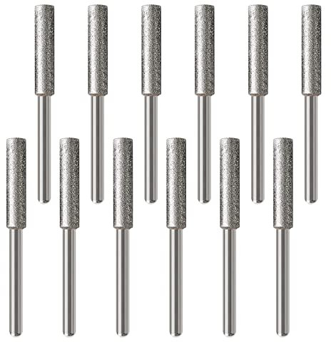 VGOL 12PCS 4.0mm Afilador de Motosierra de Diamante Rebaba Piedra de Afilar Lima Afilado Pulido Herramienta de Pulido para Amoladora de Motosierra U Otra Herramienta Giratoria