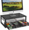 Ekisemio Monitorständer aus Metall und Schreibtisch-Organizer mit Schublade für Laptop, Computer, iMac, Schwarz
