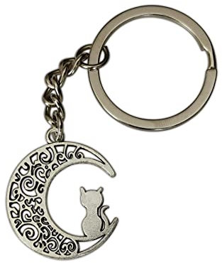 Eillwin Porte-clés mignon en forme de chat et lune - pour sa fille