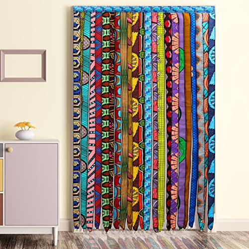 Frienda Afrikanischer Ankara Kente mehrfarbiger Türvorhang aus Seide, Sari, Hippie, Bohemian-Vorhänge, Stangentasche, Boho-Vorhänge, Dekoration, Vintage-Druckmuster, Fenstervorhänge für Wohnzimmer,