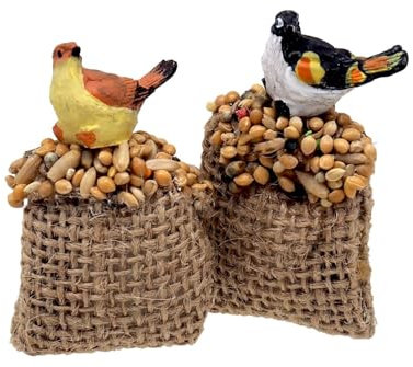 ZauberDeko Wichtel Zubehör Miniatur Jute Getreidesack mit Vogel Wichteltür 5,5cm 2-teilig