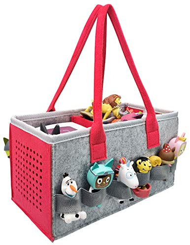 Speziell für die Toniebox entwickelte Tragetasche, tote bag, Zum Transport und Schutz von Tonie Starter Set und Zubehör, fasst 20-30 Tonie-Digitalpuppen (rot)